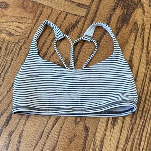Lululemon Athletica charcoal and White Striped Sports Bra